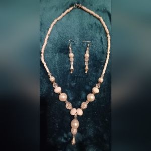 Hand made beaded necklace and earrings set.